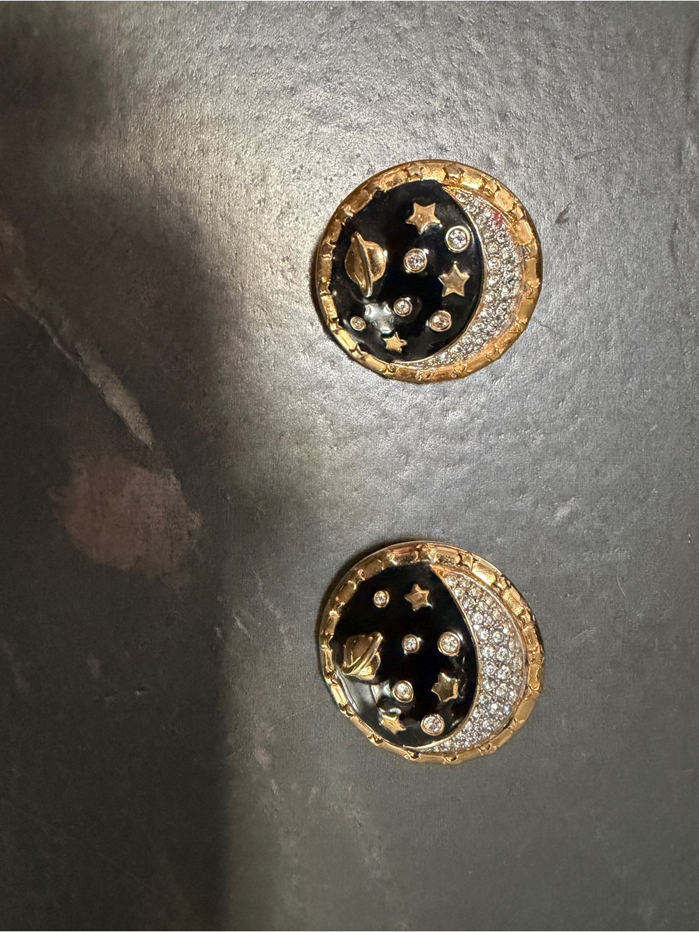 Swarovski Gold and Black Celestial Moonstar Stud Earrings